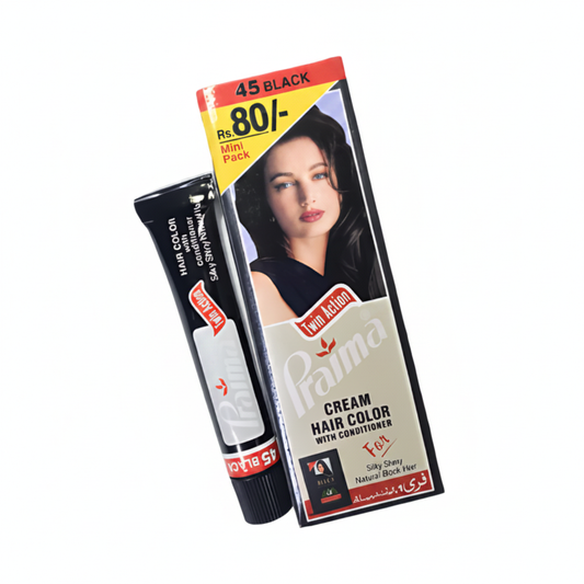 Prima Cream Hair Color 45 Black - White Background